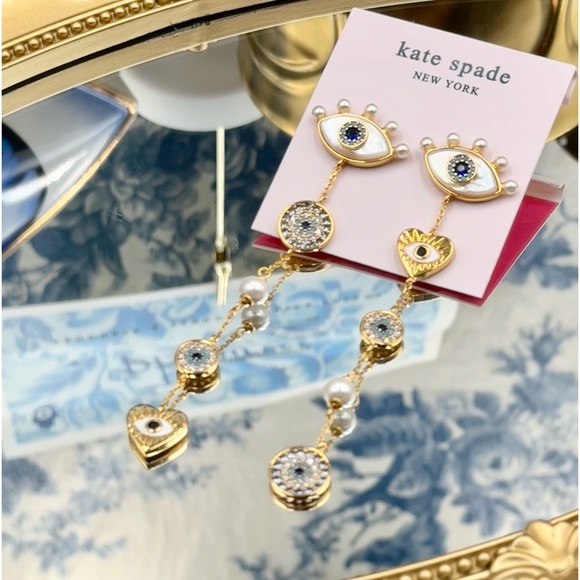 🆕 KATE SPADE 🧿 NWT Evil Eye Linear Earrings - Picture 5 of 15